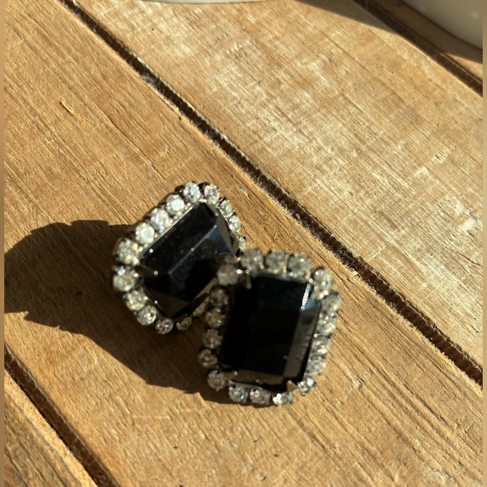 Elegant Black and Silver Stud Earrings